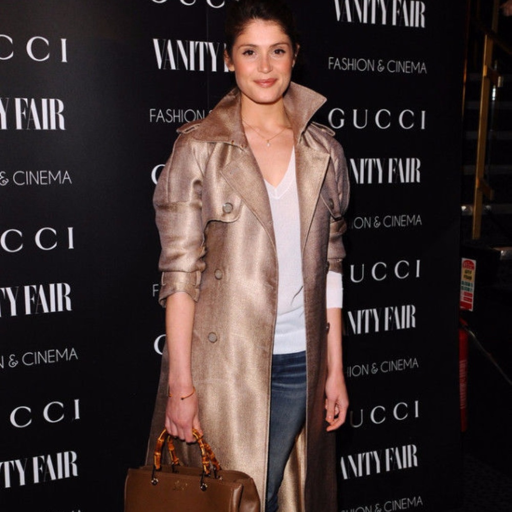 Authentic Gucci Gold Silk Trench Coat